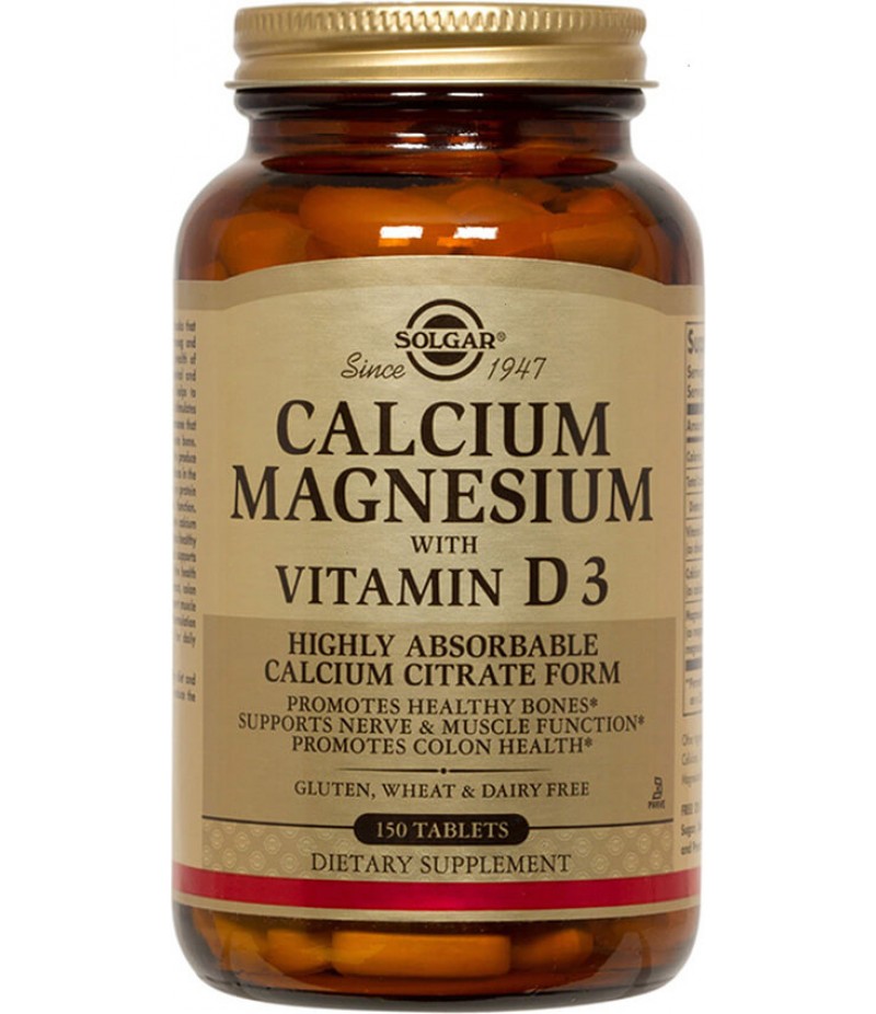 Solgar Calcium Magnesium with Vitamin D3 tabs #150 Solgar Calcium Magnesium with Vitamin D3 tabs #150